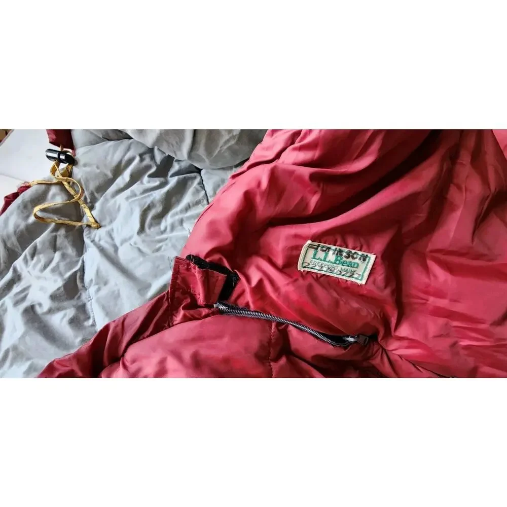 VTG LL Bean Mummy Sleeping Bag Adult Red Grey 1970/80s Camp Gear 3 Seasons USA